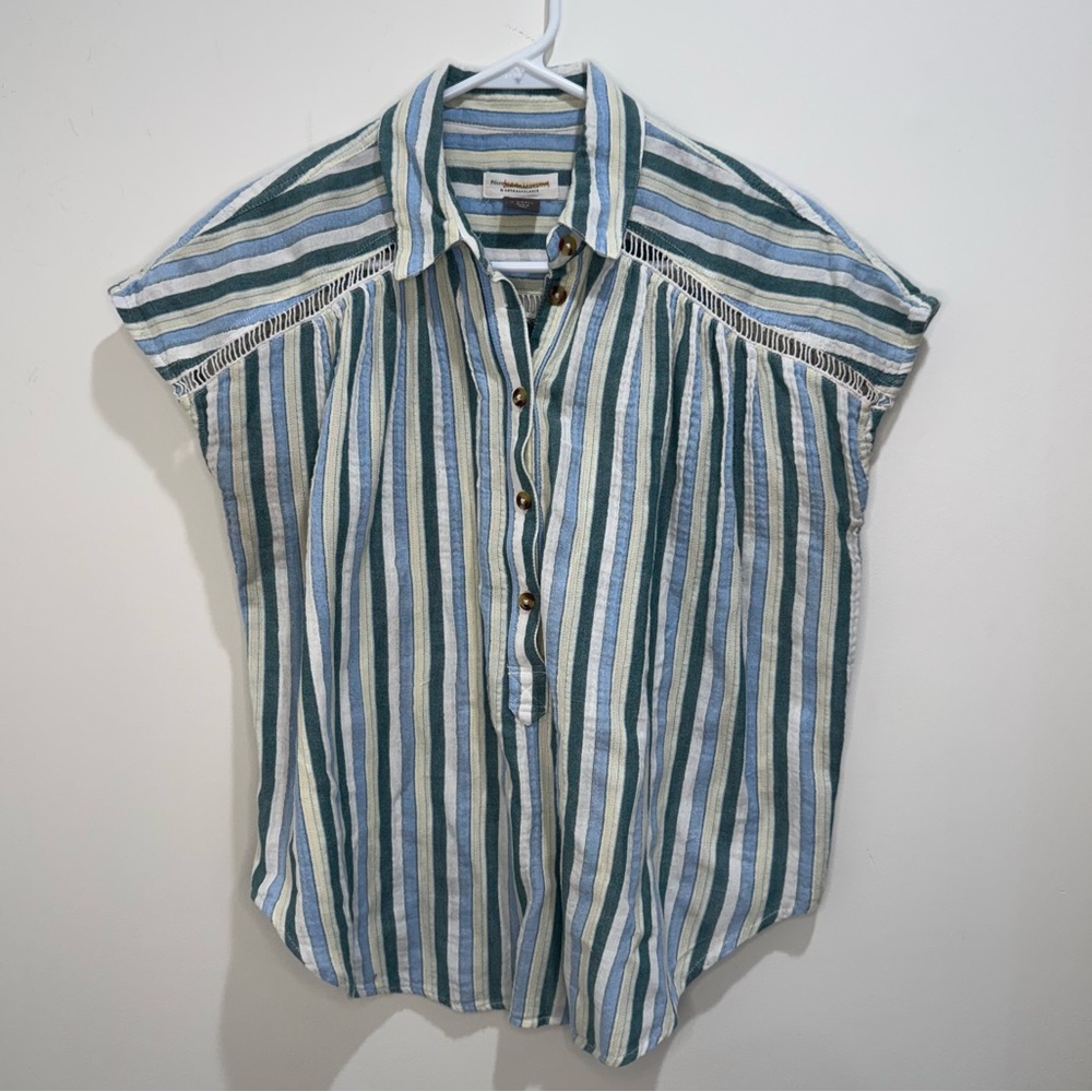 Anthropologie The Serena‎ Surf Henley Blouse by Pilcro Size XS